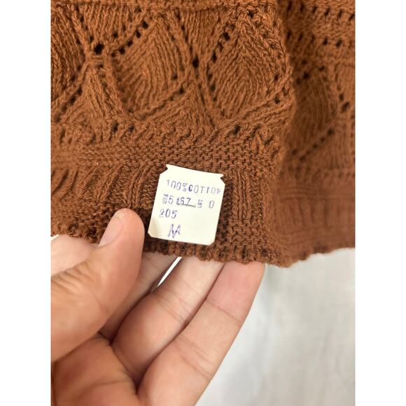 Vintage Sweater Medium Brown NEW Old Stock Open Knit Paul Harris USA - Picture 4 of 11